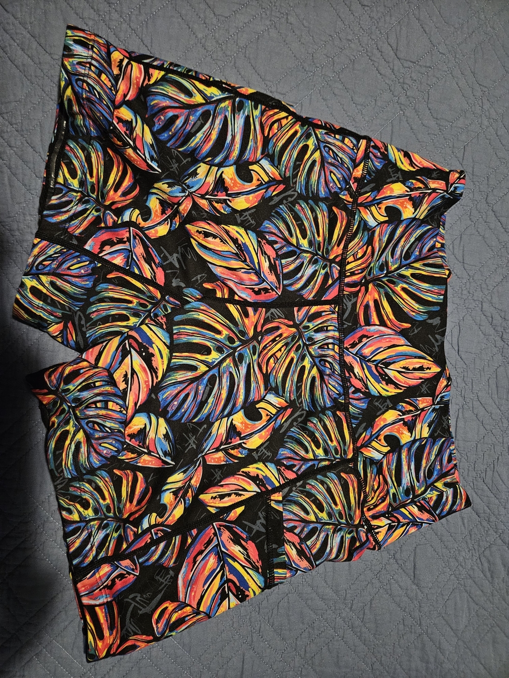 Constantly Varied Gear Women's Black Tropical Leaf Athletic Shorts - Multicolor